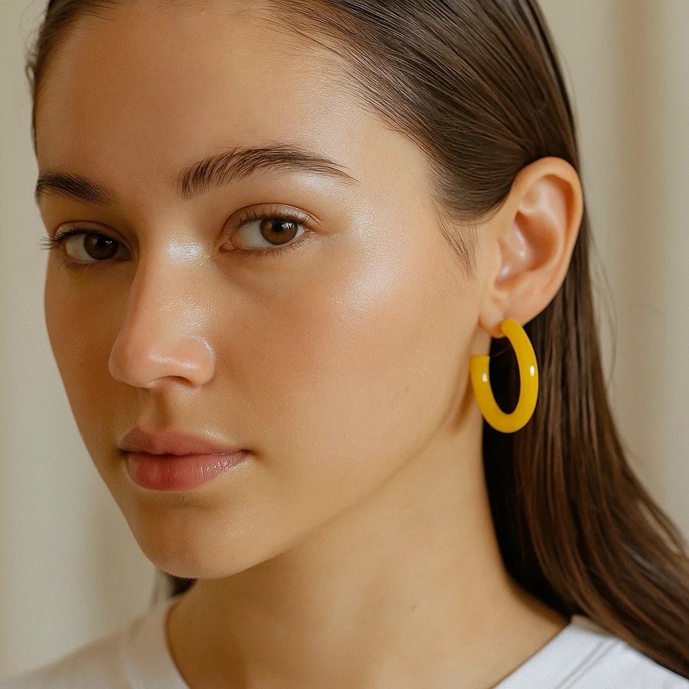 Lucite Yellow Hoop Earrings